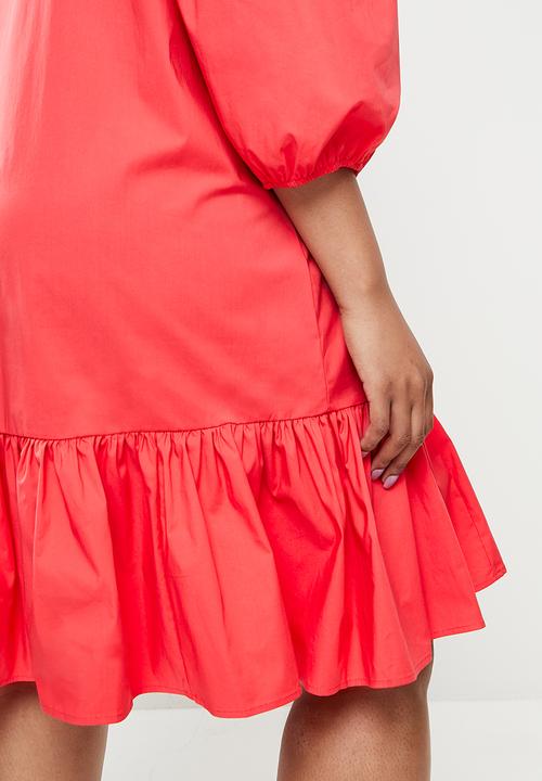 Glamorous - Plus elastine deep dress - coral