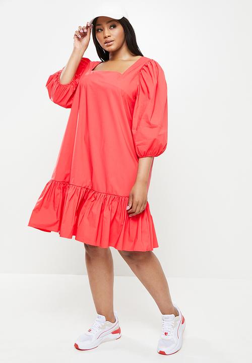 Glamorous - Plus elastine deep dress - coral