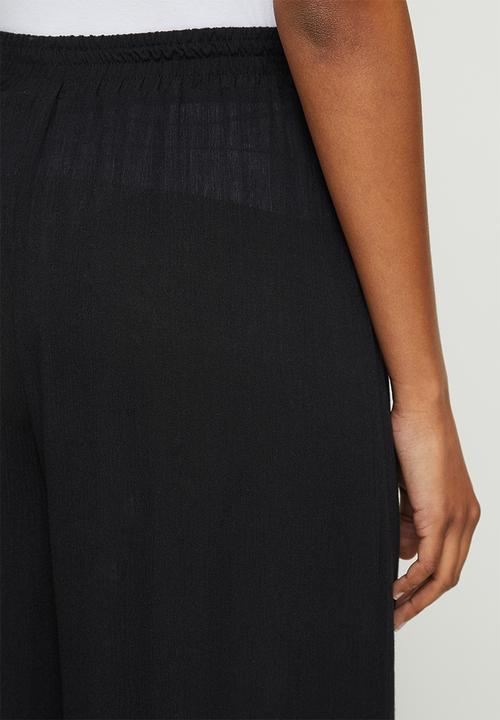 edit - Crinkle slit detail wide leg - black
