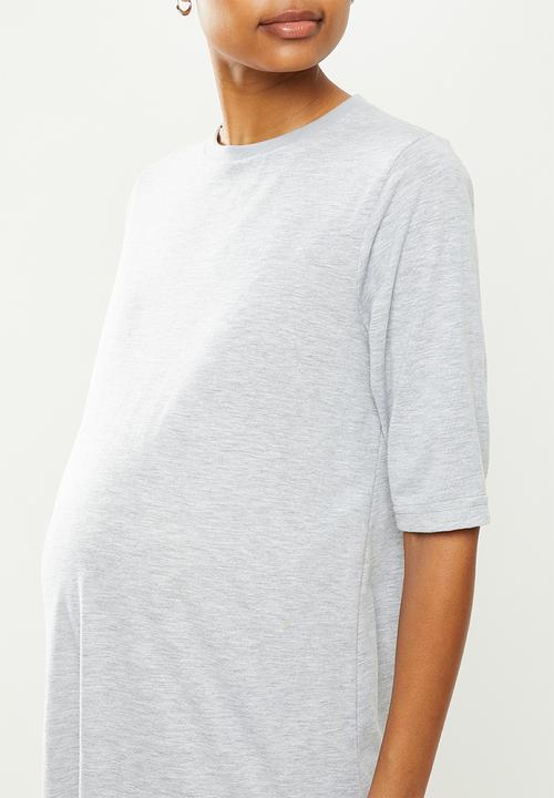 Superbalist -  Maternity short sleeve oversized T-shirt dress - grey melange
