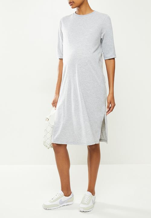 Superbalist -  Maternity short sleeve oversized T-shirt dress - grey melange