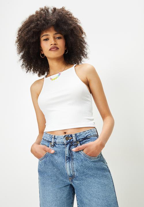 Blake - Halter crop top - white