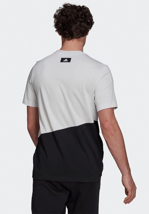 adidas Performance - Future Icons Blocked Tee -  Crystal White/Black/Aqua