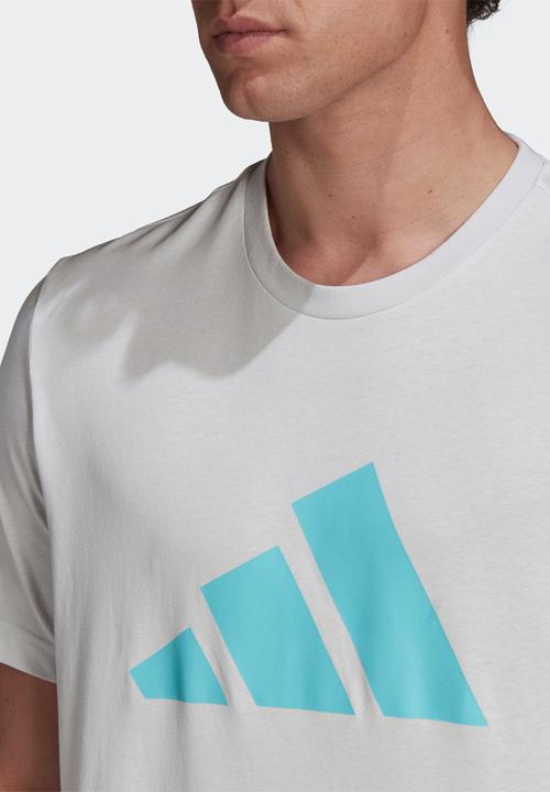 adidas Performance - Future Icons Blocked Tee -  Crystal White/Black/Aqua