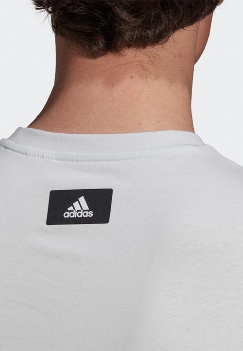 adidas Performance - Future Icons Blocked Tee -  Crystal White/Black/Aqua