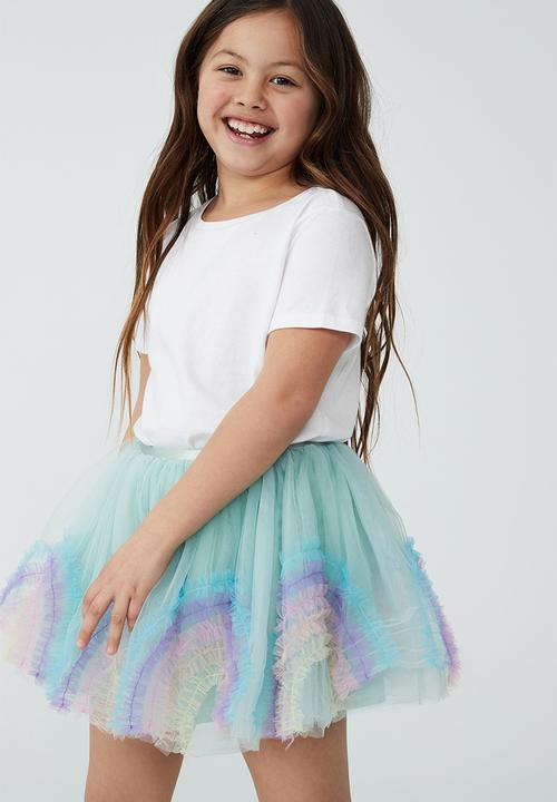 Cotton On - Trixiebelle dress up skirt - duck egg/rainbow ruffle