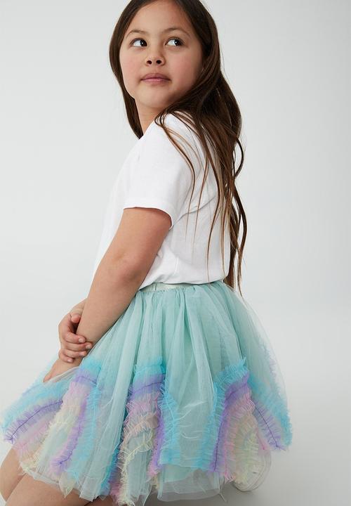 Cotton On - Trixiebelle dress up skirt - duck egg/rainbow ruffle