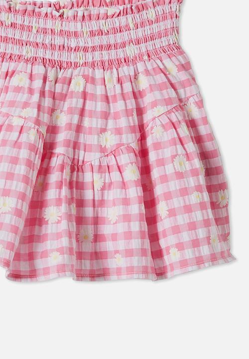 Cotton On - Marigold skirt - pink punch gingham/daisies