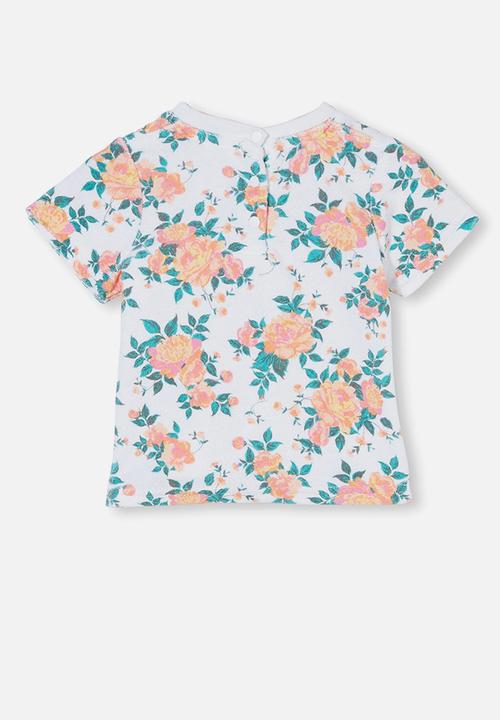 Cotton On - Thomas short sleeve top - vanilla/melon pop whitby floral