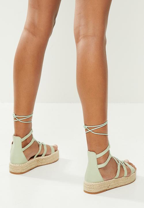 Plum - Manzi strappy tie espadrille sandal - mint