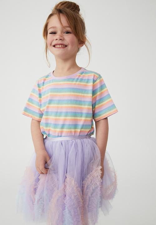 Cotton On - Core short sleeve tee - rainbow stripe