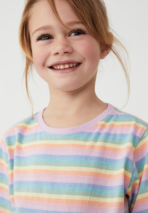 Cotton On - Core short sleeve tee - rainbow stripe