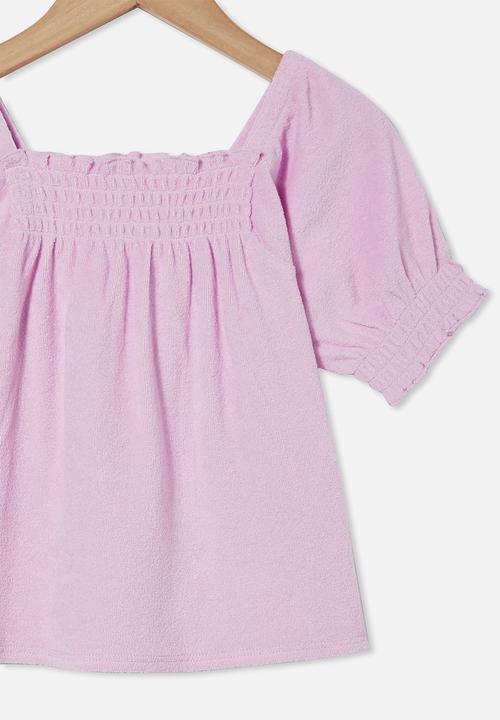 Cotton On - Eloise shirred short sleeve top - pale violet