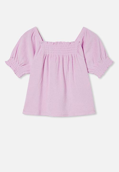Cotton On - Eloise shirred short sleeve top - pale violet