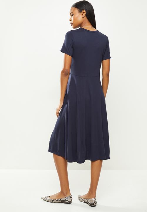 POLO - Dani short sleeve relaxed knit dress - navy