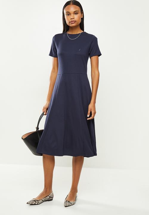 POLO - Dani short sleeve relaxed knit dress - navy