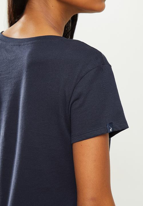 POLO - Basic short sleeve distressed print tee - navy