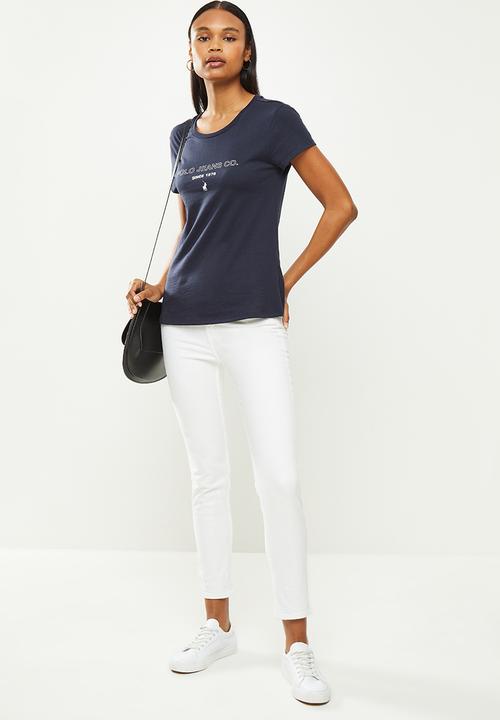POLO - Basic short sleeve distressed print tee - navy