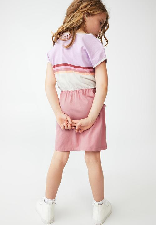 Cotton On - Sigrid short sleeve dress - musk rose/colour block