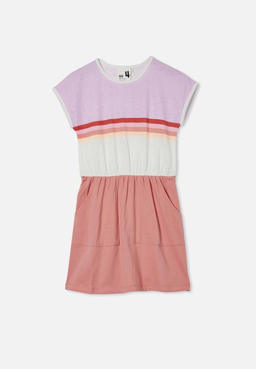 Cotton On - Sigrid short sleeve dress - musk rose/colour block