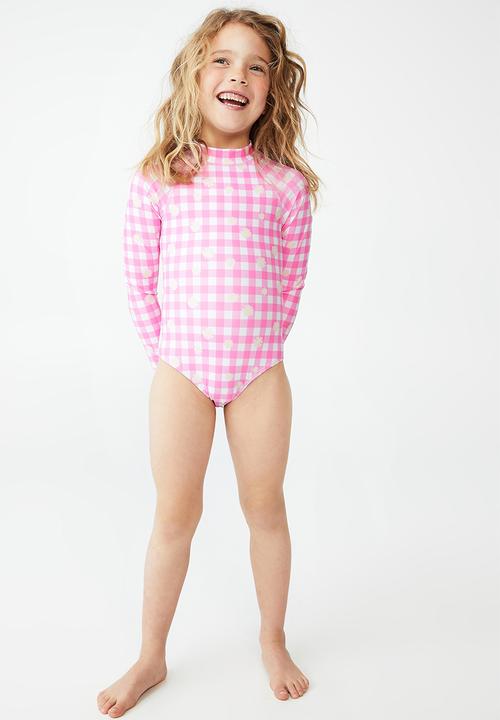 Cotton On - Lydia one piece - pink punch/gingham daisy