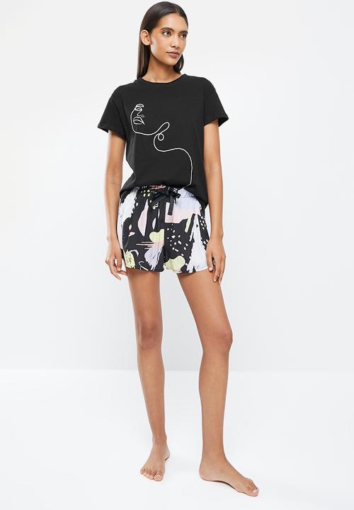 Superbalist - Shorts & tee set - black & white 