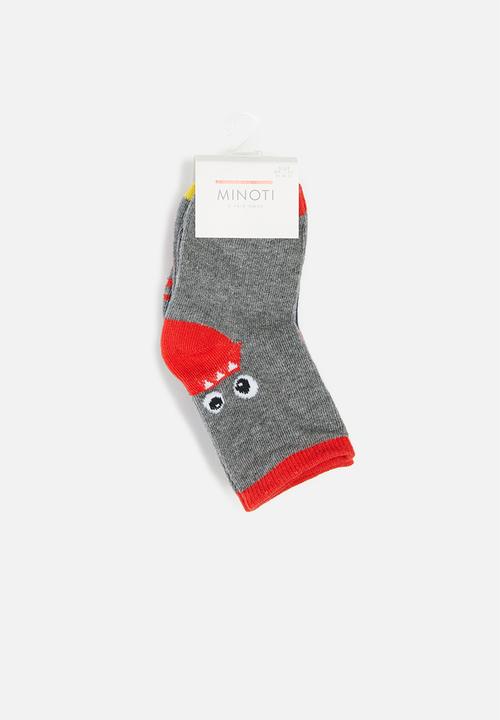 MINOTI - Boys 5 pack monster stripe socks - multi