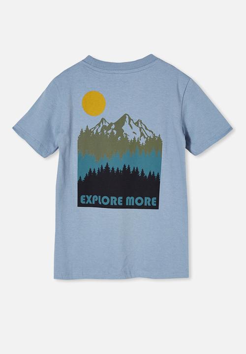 Cotton On - Max skater short sleeve tee - dusty blue/explore more