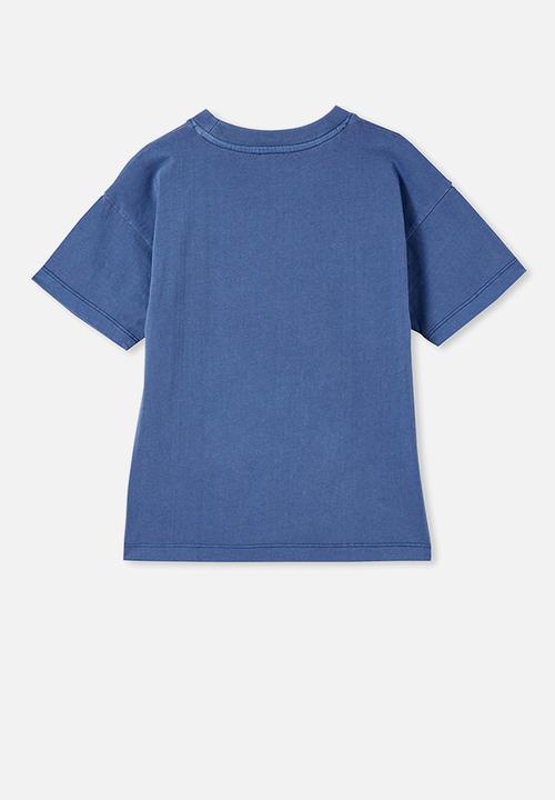 Cotton On - Scout drop shoulder short sleeve tee - petty blue lemon