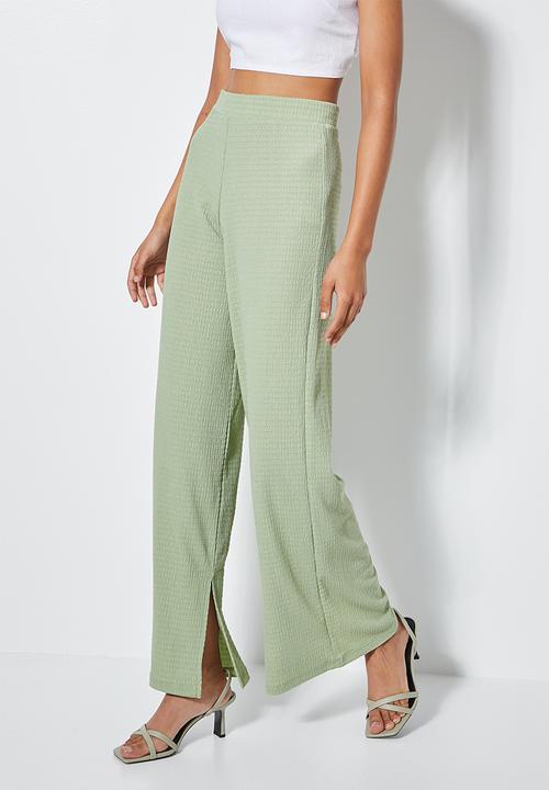 VELVET - Textured knit easy pull on pant - sage