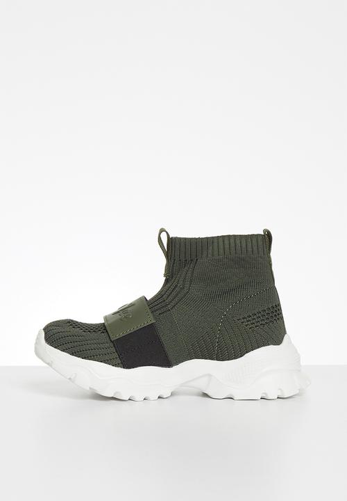 Aca Joe - Boys high cut sock trainers - olive