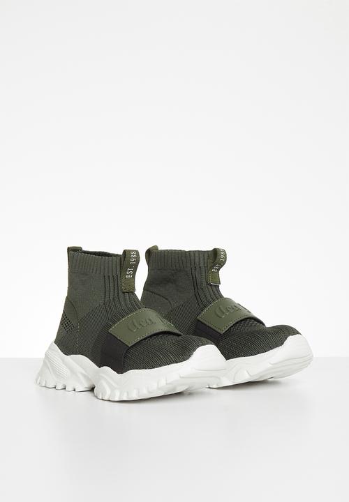 Aca Joe - Boys high cut sock trainers - olive