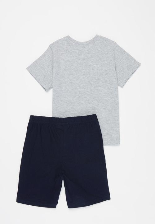 Superbalist - Tee & shorts pj set - grey & blue
