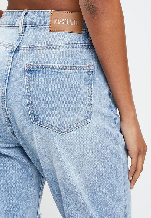 Missguided - Fold ripped riot mom jean - blue