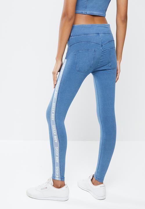 SISSY BOY - Game on : high rise knit jegging with cross over wb - light vintage