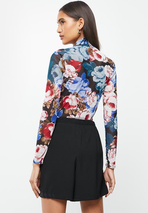 GUESS - Long sleeve lia mock neck mesh top - multi 