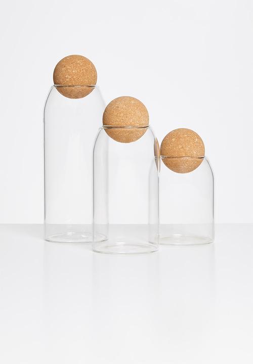 Sixth Floor - Akira cork glass storage jars - set of 3