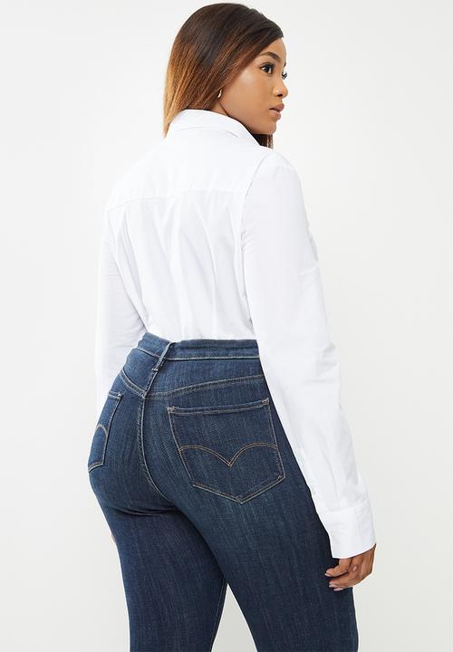 POLO - Plus jamie basic long sleeve shirt - white