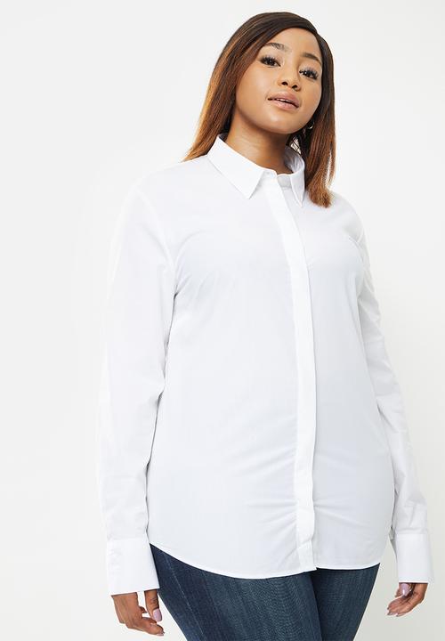 POLO - Plus jamie basic long sleeve shirt - white