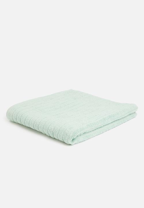 Sixth Floor - Ribbed zero twist woven towel - duck egg blue