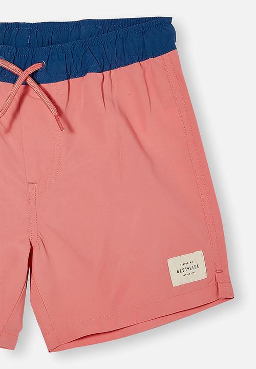 Cotton On - Bailey board short - retro coral & petty blue wb