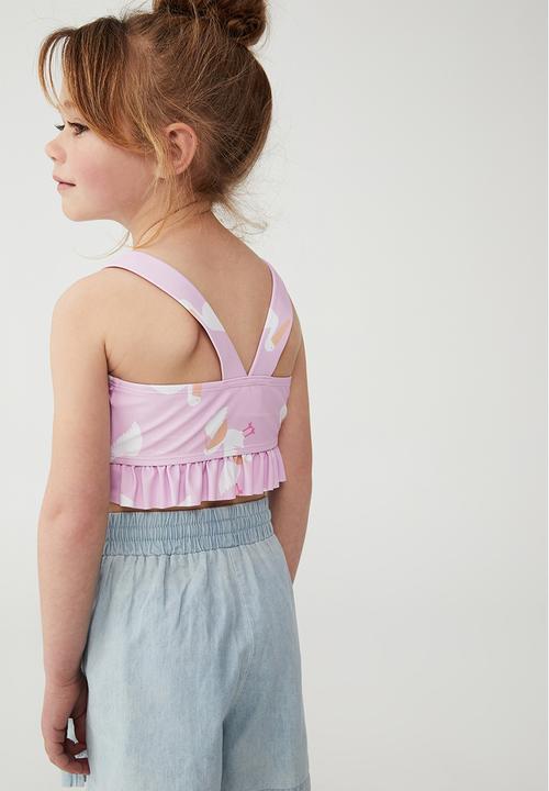 Cotton On - Polly ruffle tankini - pale violet/pelicans