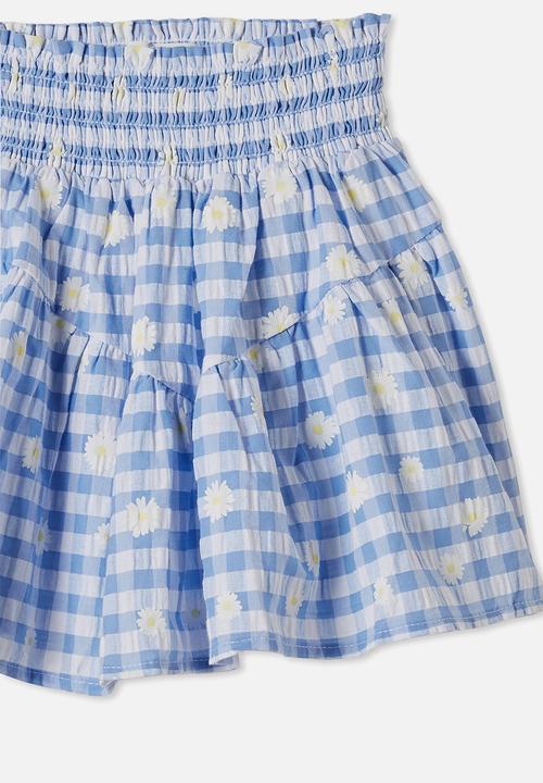 Cotton On - Marigold skirt - dusk blue gingham & daisies