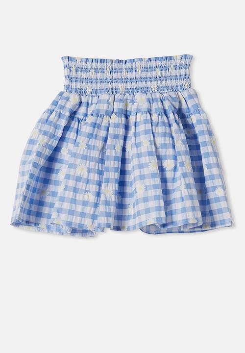 Cotton On - Marigold skirt - dusk blue gingham & daisies