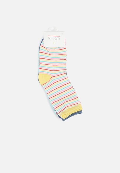 MINOTI - Girls 5 pack unicorn stripe socks - multi