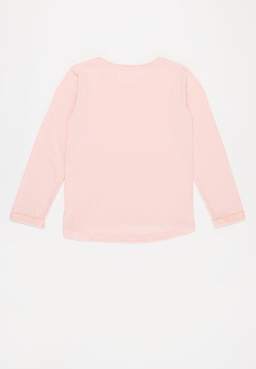 MINOTI - Girls basic hearts long sleeve top - pink
