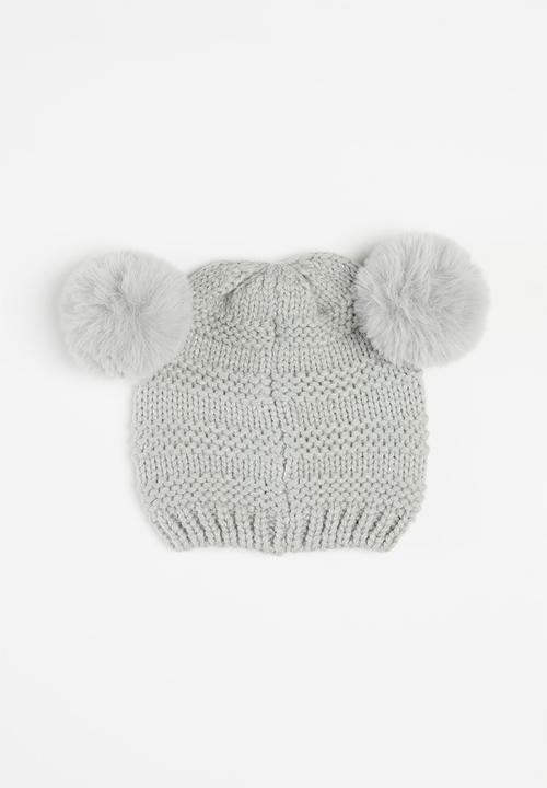 MINOTI - Unisex 2-pack knitted hats - grey & white 