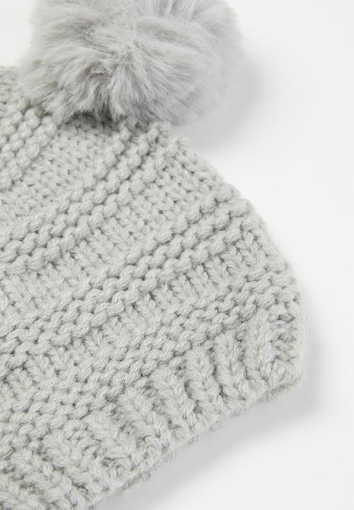 MINOTI - Unisex 2-pack knitted hats - grey & white 