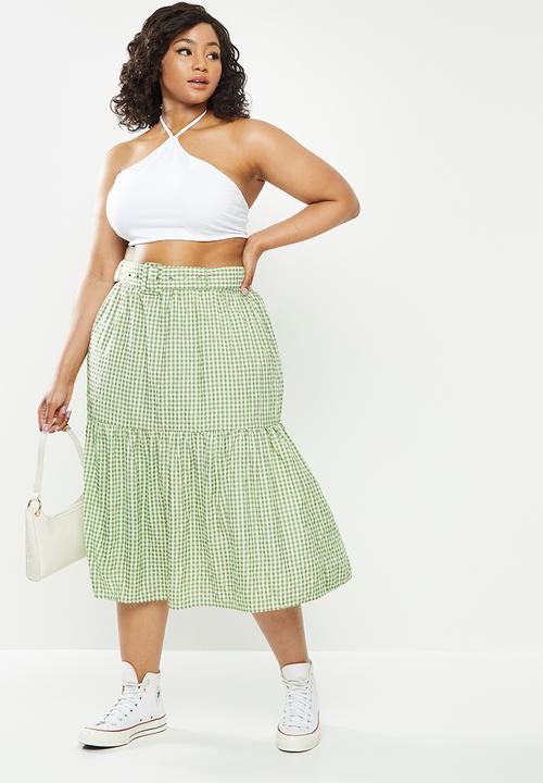 Missguided - Plus belted midi skirt - green