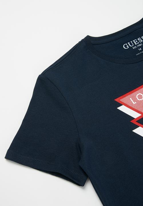 GUESS - Boys short sleeve layered triangle tee - blue